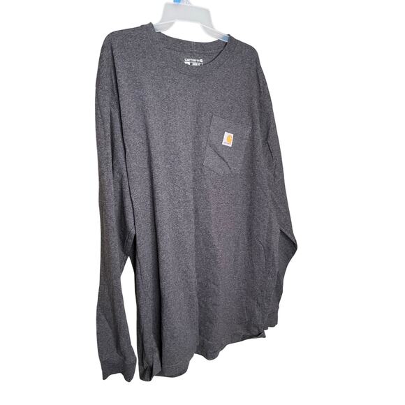 Carhartt Loose Fit Long Sleeve T-Shirt Chest Pocket Crewneck Gray Mens Size XLT - Picture 1 of 4